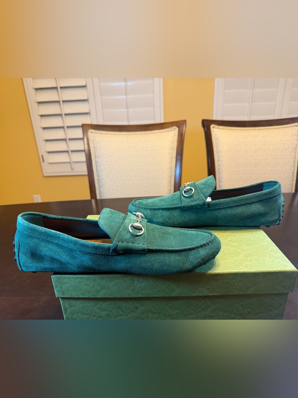 New Gucci Horsebit Suede Loafers Drivers Slip On Shoes Green UK 12 / US 12.5 - Picture 12 of 16